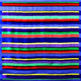 Silk Feel Multi Colored Striped Print Square Scarf