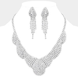 Crystal Rhinestone Pave Collar Evening Necklace