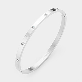 Crystal Embellished Stainless Steel Bangle Evening Bracelet