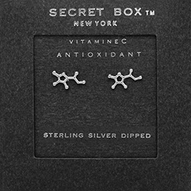 SECRET BOX_Sterling Silver Dipped Vitamin C Hormone Molecule Earrings