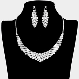 Curved Pave Crystal Rhinestone Necklace