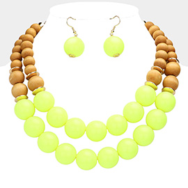 Wood Ball Double Layer Necklace