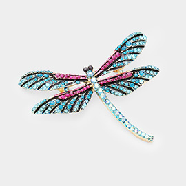 Rhinestone Embellished Dragonfly Pin Brooch