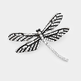 Rhinestone Embellished Dragonfly Pin Brooch