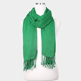 Solid Crinkle Tassel Scarf