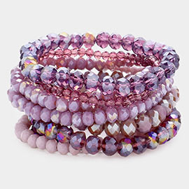 9PCS - Faceted Bead Stretch Bracelets