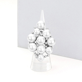 Pearl Rhinestone Statement Stretch Ring