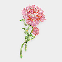 Crystal Rhinestone Embellished Rose Pin Brooch