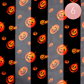6PCS - Silk Feel Striped Halloween Pumpkin Print Scarf