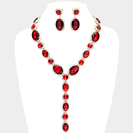 Glass Crystal Rhinestone Y Evening Necklace