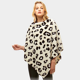 Leopard Pattern Faux Fur Poncho