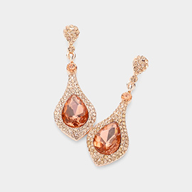 Teardrop Crystal Rhinestone Pave Evening Earrings