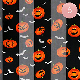 6PCS - Silk Feel Satin Striped Halloween Pumpkin Pattern Printed Scarves