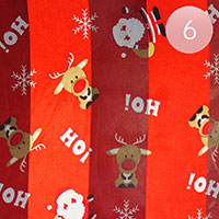 6PCS - Silk Feel Christmas Santa Claus Pattern Print Scarf