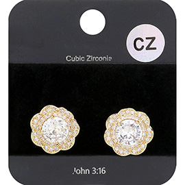 CZ Flower Stud Evening Earrings