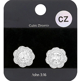 CZ Flower Stud Evening Earrings