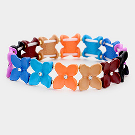 Colorful Flower Rhinestone Stretch Bracelet