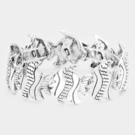 Burnished Metal Tropical Fish Stretch Bracelet