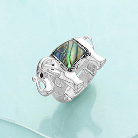 Abalone Elephant Stretch Ring