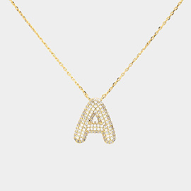 -A- Gold Dipped CZ Monogram Pendant Necklace