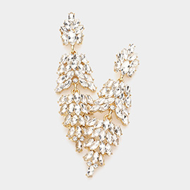 Marquise Crystal Cluster Drop Evening Earrings