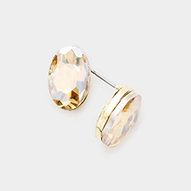 Oval Crystal Evening Stud Earrings