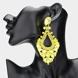 Pear Crystal Rhinestone Pageant Evening Earrings