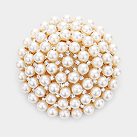 Pearl Cluster Round Pin Brooch  