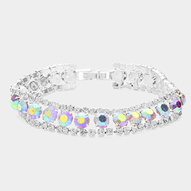 Round Crystal Rhinestone Evening Bracelet