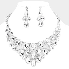 Teardrop Stone Cluster Evening Necklace