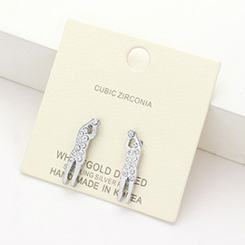 White Gold Dipped CZ Cubic Zirconia Dunk Shoot Stud Earrings