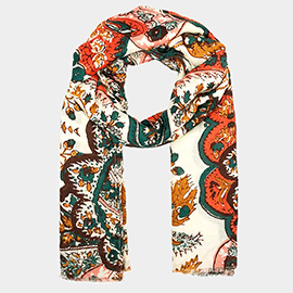 Old World Print Oblong Scarf