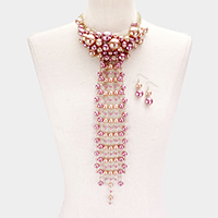 Pearl Cluster Vine Fringe Bib Necklace