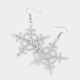 Rhinestone Embellished Snowflake Earrings