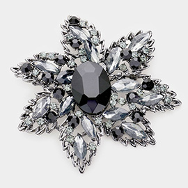 Multi Stone Flower Pin Brooch