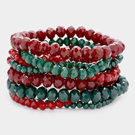 9PCS - Faceted Bead Stretch Bracelets