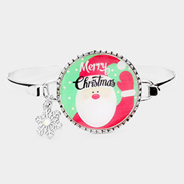 Santa Claus Print Snowflake Charm Hook Bracelet