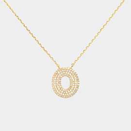 -O- Gold Dipped CZ Monogram Pendant Necklace