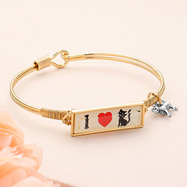 I Love Cat Charm Message Hook Bracelet