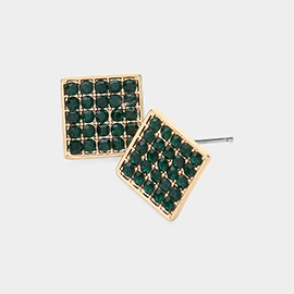 Rhinestone Embellished Square Stud Earrings