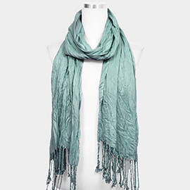 Solid Crinkle Fringe Scarf