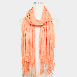 Solid Crinkle Fringe Scarf