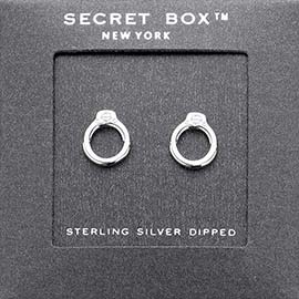 SECRET BOX_Sterling Silver Dipped Open Metal Stud Earrings