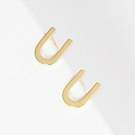 -U- Gold Dipped Metal Monogram Stud Earrings