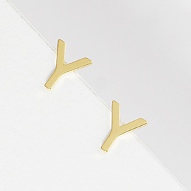 -Y- Gold Dipped Metal Monogram Stud Earrings