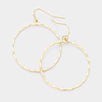 Brass Metal Open Circle Dangle Earrings