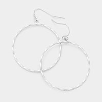Brass Metal Open Circle Dangle Earrings