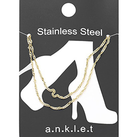 Stainless Steel Metal Chain Double Layered Anklet