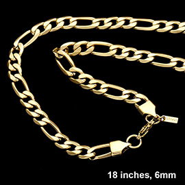 18 INCH, 6mm Stainless Steel Figaro Chain Necklace