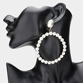 Round Crystal Accented Open Circle Evening Earrings
